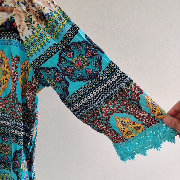 MISSY 2|| Oriental print top/blouse with lace hemline Size 8 - Picture 8 of 11